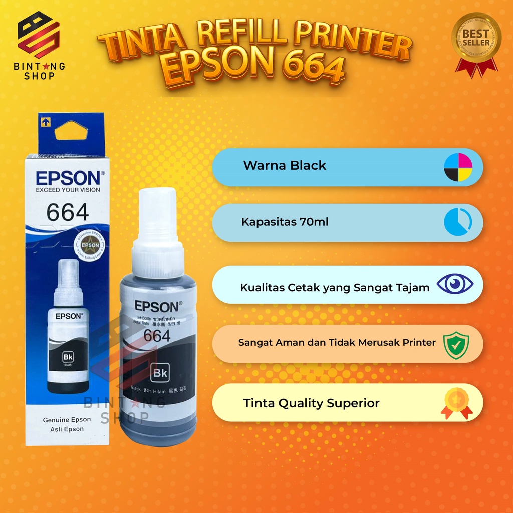 1 SET 4 PCS Tinta Epson 664 Premium Tipe Printer L100 L110 L111 L120 L130 L200 L210 L211 L220 L222 L300 L301 L310 L350 L353 L358 L360 L800 L805 L810 L850 L1300 L1800