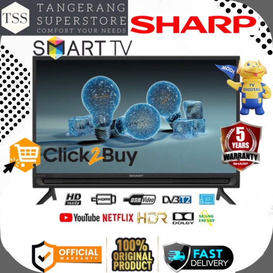 SHARP TV LED 42INCH 2T-C42DF1i C42DF1I DF1i EASY SMART TV DIGITAL LED FHD HDR YOUTUBE NETFLIX TV
