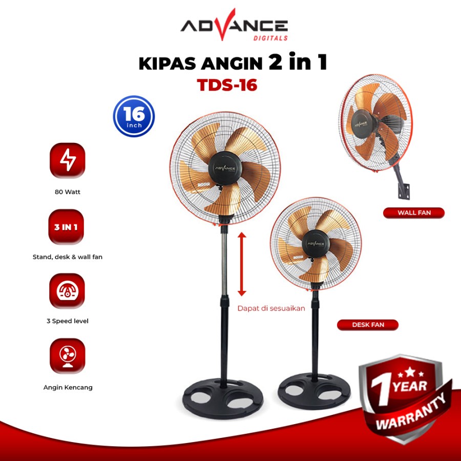 Advance Kipas Angin Besi 3 IN 1 TDS-1805 / TDS-18 / TDS 16 / TDS 12