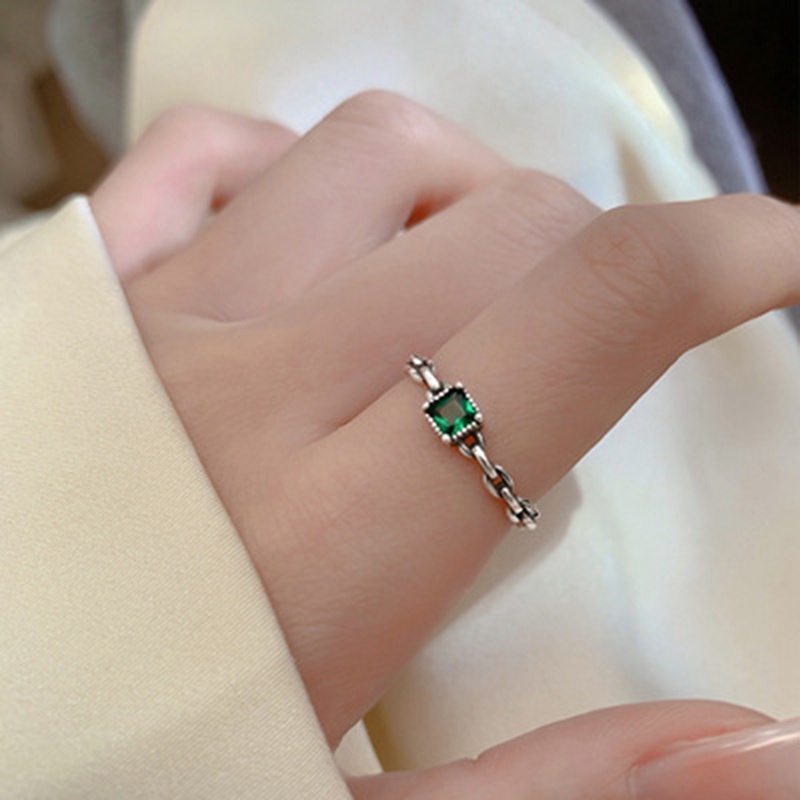 Baru Vintage Zamrud Zirkon Terbuka Manset Jari Cincin Untuk Wanita Gadis Fashion Trendi Perhiasan Hadiah