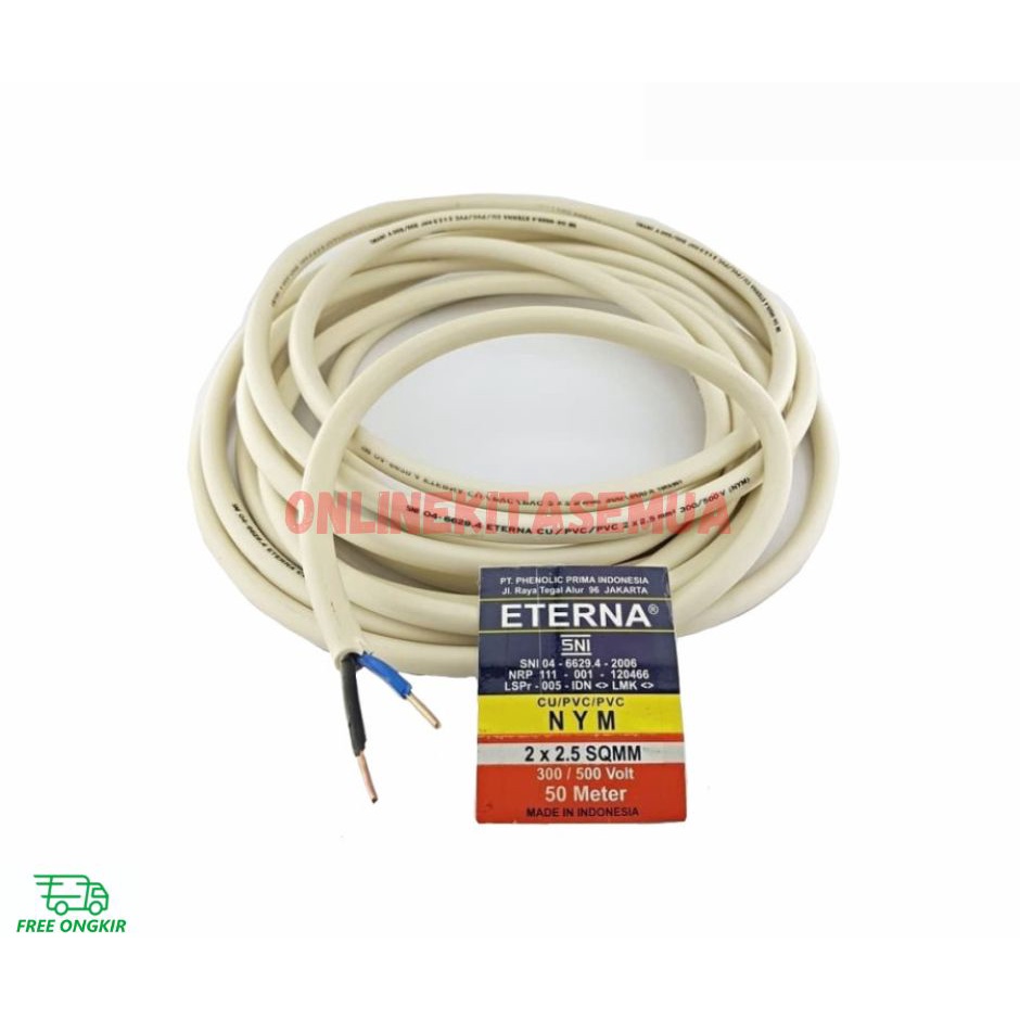 Per Meter Kabel ETERNA NYM 2x1.5mm 2x2.5mm 3x1.5mm 3x2.5mm Putih Tembaga Murni SNI LMK
