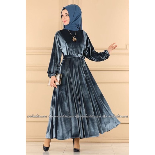 Chiobushop - [Yasemin] Dress Bludru Velvet Kondangan Pesta wanita long scuba casual hijab friendly
