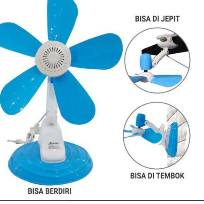 Depan1 Arashi CLIPFAN Kipas Angin duduk / Kipas Angin Jepit Clip Fan AR138 / Arashi - Kipas Angin du
