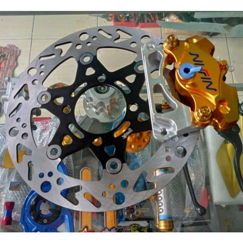 Paket Rem Kaliper N1ss1n 2p 2 piston Plus Baut Pb Probolt Breket Honda all Beat Scopy Vario Lubang 4