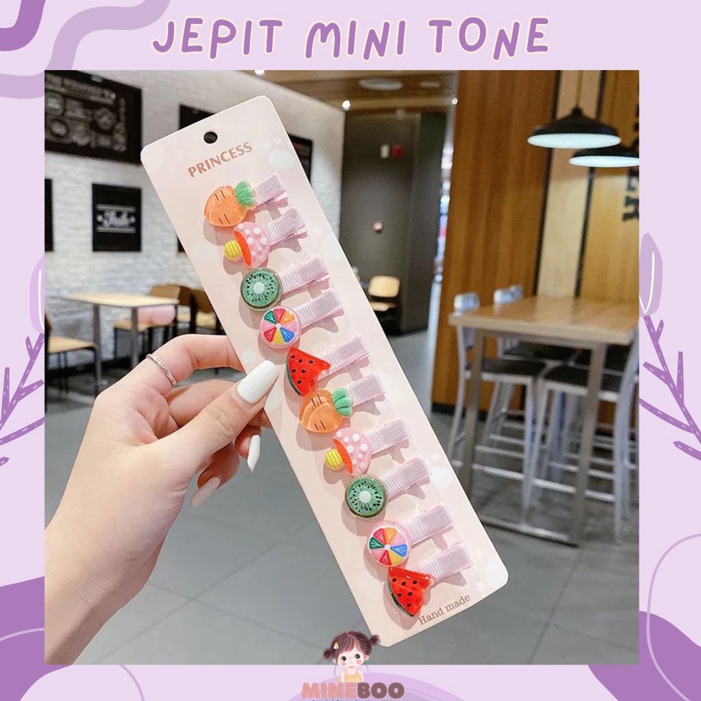 mineboo -  JEPIT RAMBUT MINI TONE 10PCS / Set Jepitan Rambut Anak Icon Karakter Import / Jepit Rambut Anak Karet Motif Karakter