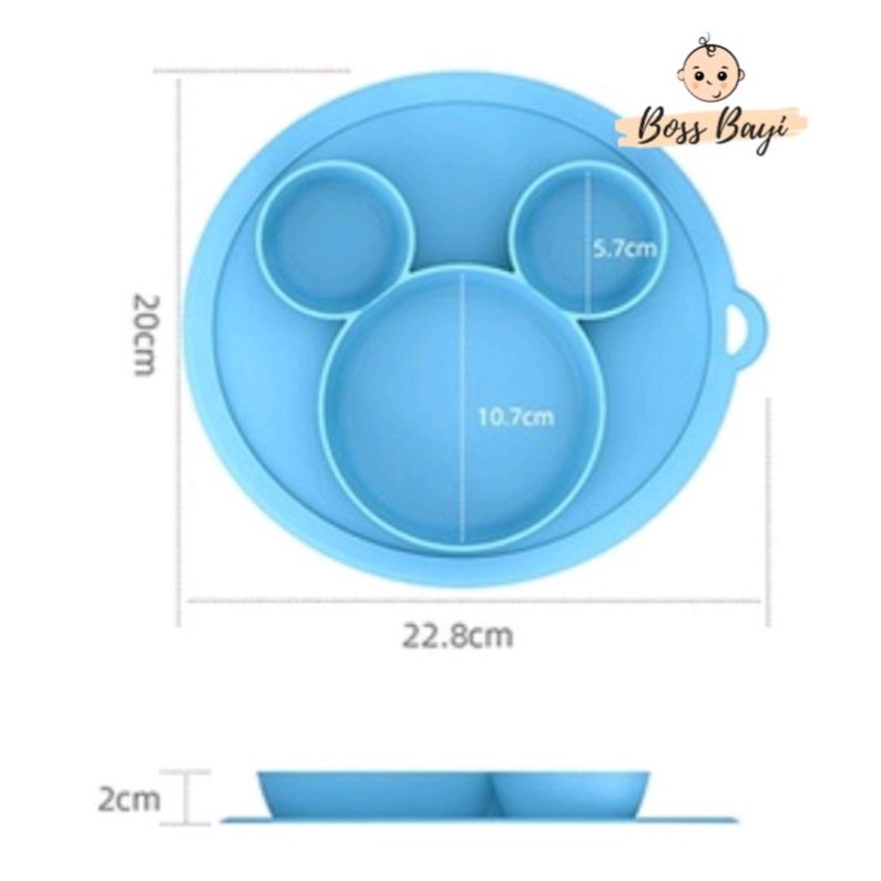 BOSS BAYI - Silicone Plate Mickey / Tempat Makan Bayi-Anak / Piring Silikon