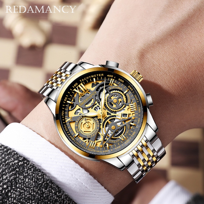 Redamancy Original Jam Tangan Pria Luxury Arloji tahan airStainless Steel Watch Jam tangan bercahaya