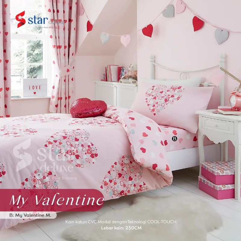 SPREI SET & BEDCOVER STAR MOTIF MY VALENTINE