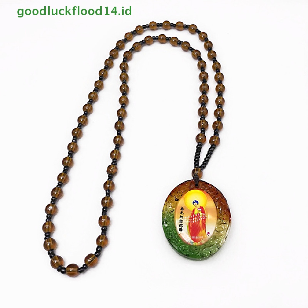 [GOOGFOUR] Kalung Liontin Kaca Buddha Lucky Amulet Namo Amitabha Untuk Wanita Pria [TOP]