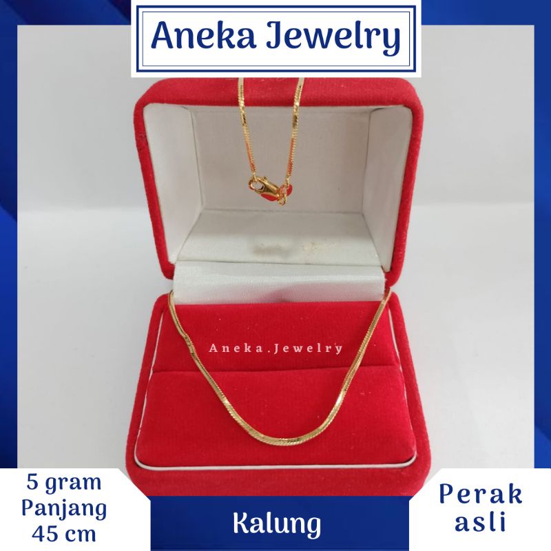 Kalung Flexi 5gr, Perak 925, Sepuh Emas Kuning