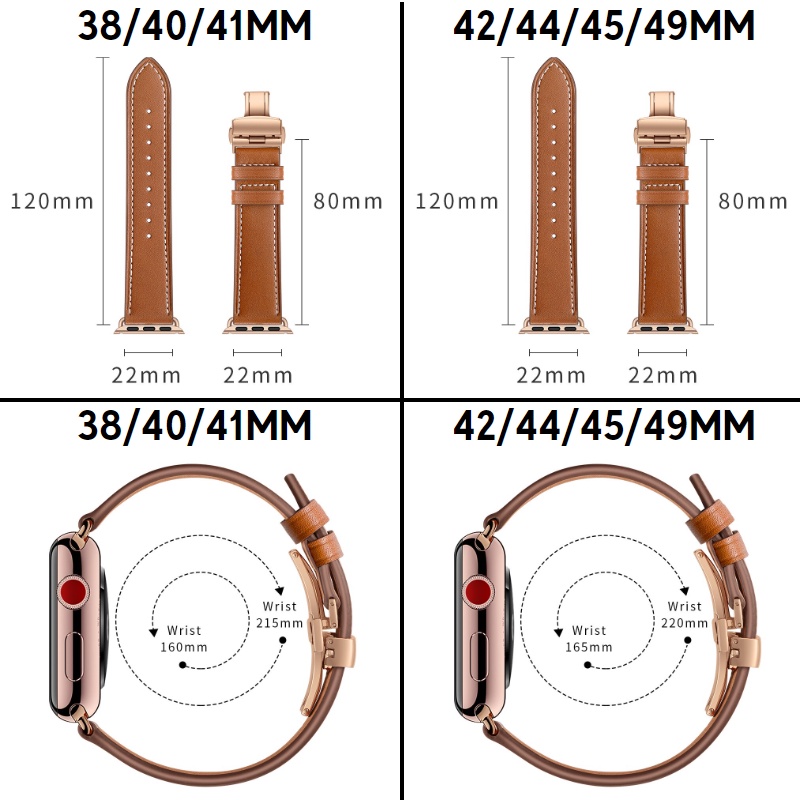Strap Buckle Apple Watch 1 2 3 4 5 6 7 8 9 SE Ultra 2022 2 2023 Leather iWatch Band 38mm 40mm 41mm 42mm 44mm 45mm 49mm Tali Smartwatch Butterfly Clasp