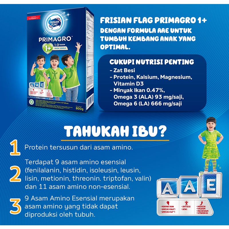 FRISIAN FLAG PRIMAGRO 1+ 3+ VANILA MADU COKELAT 750GR