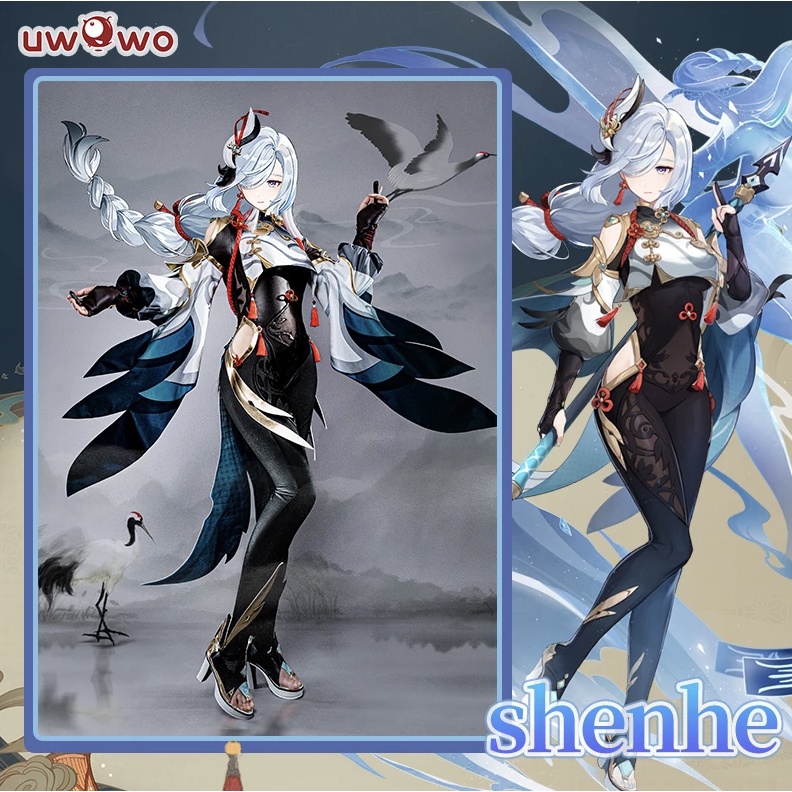 PRE-SALE UWOWO Shenhe Cosplay Costume Game Genshin Impact Cosplay Liyue Cryo Shen He Halloween Christmas Costume Outfits