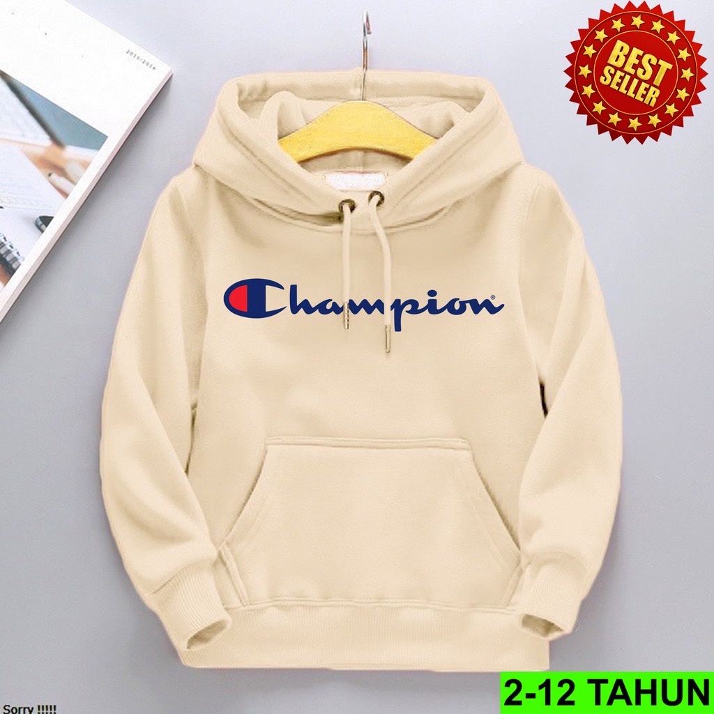 Jumper Hoodie Anak  Champ II Jaket Hoodie Anak Viral Bahan Fleece Sz M - XL ( Laki Laki &amp; Peremepuan )