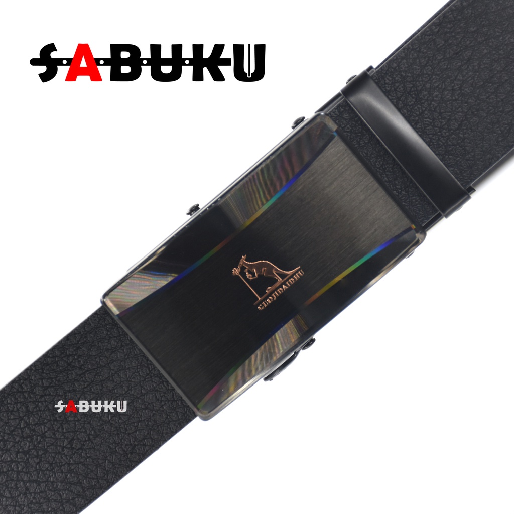 Ikat Pinggang Pria Stainless Model Rel Sabuk Gesper Kulit Men Belt Terbaru Fashion Belt Ban Gesper Sabuk PU - 283