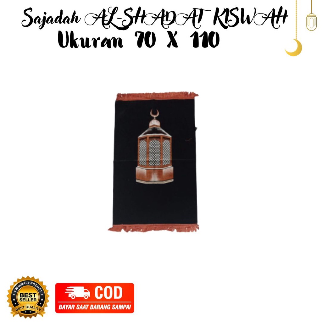 Sajadah Turki Kiswah Babul Ka'bah Black Series Khusus Hitam Sajadah Mini tebel Bludru Turkiye ukuran 70x110 cm Lembut Halus