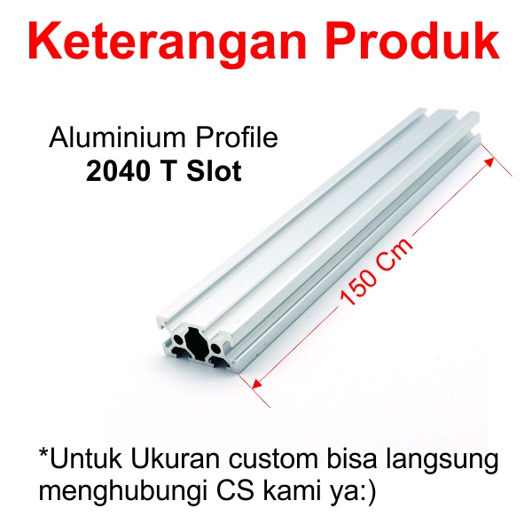 [HAEBOT] Aluminium Profile T Slot 2040 AP2040 Alumunium Profil CNC 1.5 Meter Frame 20x40 Extrusion Mini Kerangka Mekanik Series 20mm x 40mm 3D Printer 150 Cm