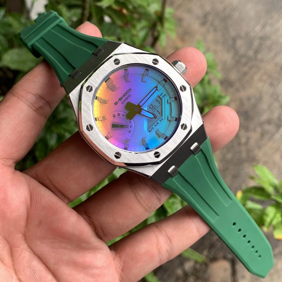 Casio G-Shock GA-2100 Original SR-2ADR Silver Rubber Green Gen4