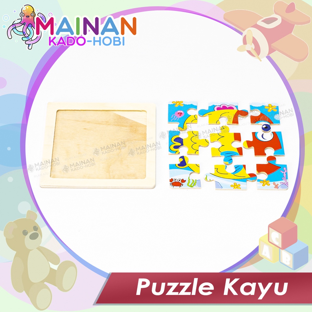 MAINAN EDUKASI ANAK PUZZLE KAYU KARAKTER FISH SMALL SIZE 3x3