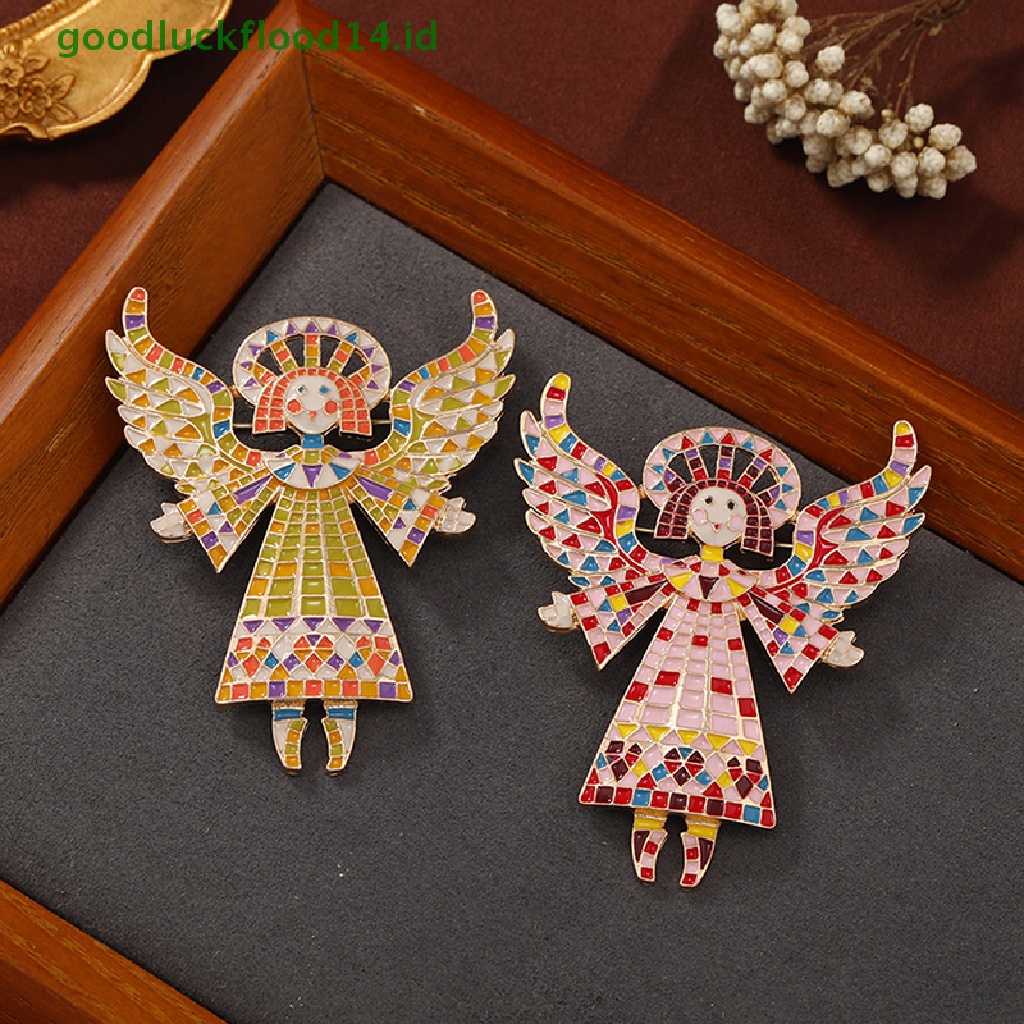[GOOGFOUR] Vintage Bros Indah Malaikat Bros Pin Handmade Enamel Tekstur Korsase Menyebar Sayap Malaikat Gadis Pesta Kantor Bros Pin Hadiah [TOP]