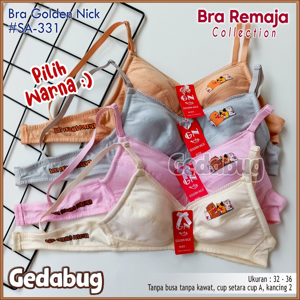 Bra Golden Nick SA 331 | BH Remaja ABG tanpa busa tanpa kawat Kancing 2 | Gedabug