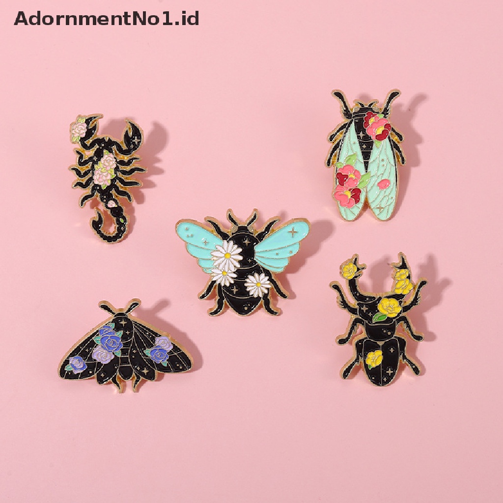 [AdornmentNo1] 1 Pcs Bunga Serangga Enamel Pin Nature Ngengat Cicada Scorpion Bros Kerah Ransel Lencana Lucu Perhiasan Hadiah Untuk Teman Anak [ID]