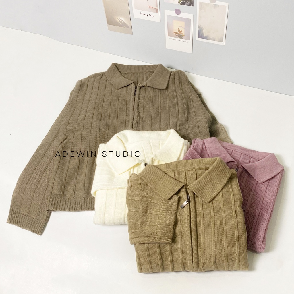 ADEWIN - Adinia Poloshirt Sweater Rajut / Motif Tulang