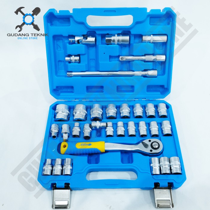 Kunci Shock 1/2&quot; 1 Set isi 32 Pcs BZ9832 BENZ WERKZ / Socket Wrench 1/2 Inch 32Pcs Kunci Sok BZ 9832 BENZ