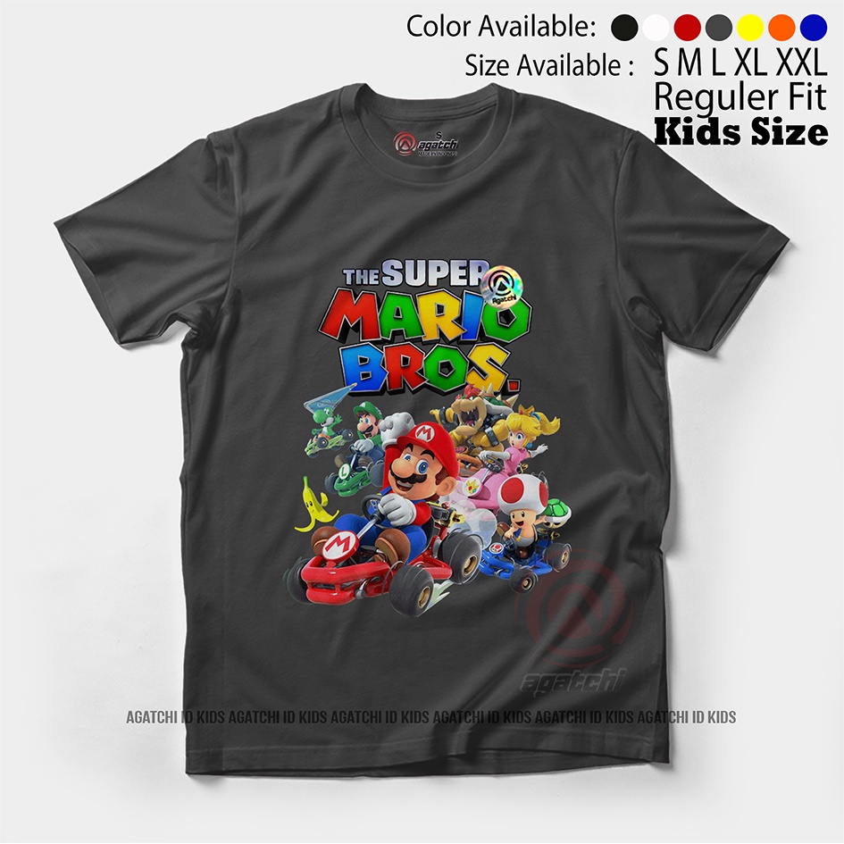 Baju Kaos Atasan Anak Laki - Laki Motif The Super Mario Bross