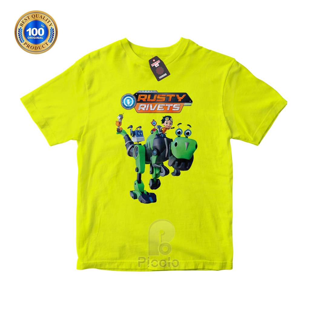 (FREE NAMA) BAJU KAOS ATASAN ANAK MOTIF KARTUN RUSTY RIVETS UNISEX Bahan COTTUN