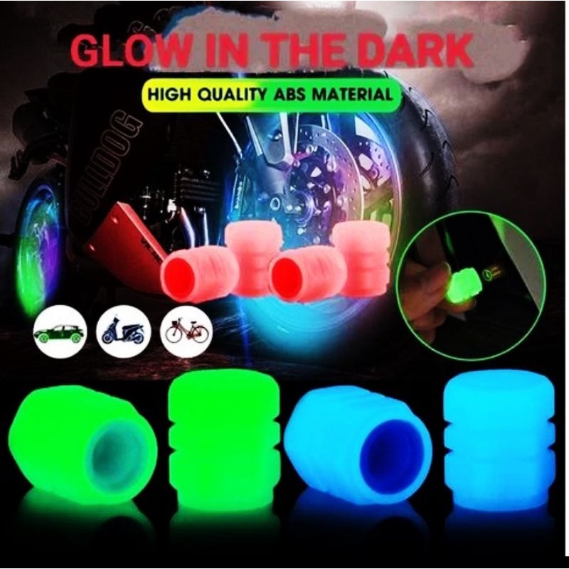 2 PCS TUTUP PENTIL GLOW IN THE DARK MOTOR MOBIL