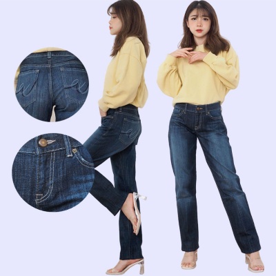 lovemecorner EXPRESS BARELY MIDRISE JEANS NAVY CELANA PANJANG WANITA CELANA JEANS CELANA DENIM WANIT