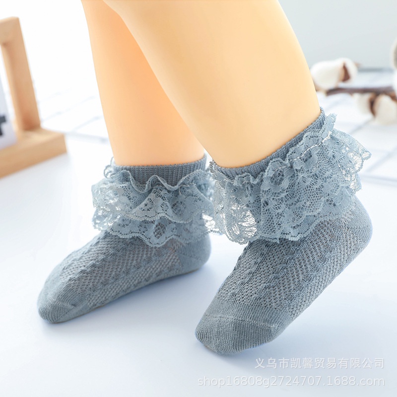 ByKiddos - Kaos Kaki Anak Bayi Perempuan Double Renda / Kaos Kaki Anak Perempuan Dansa Bahan Katun Lucu Korea