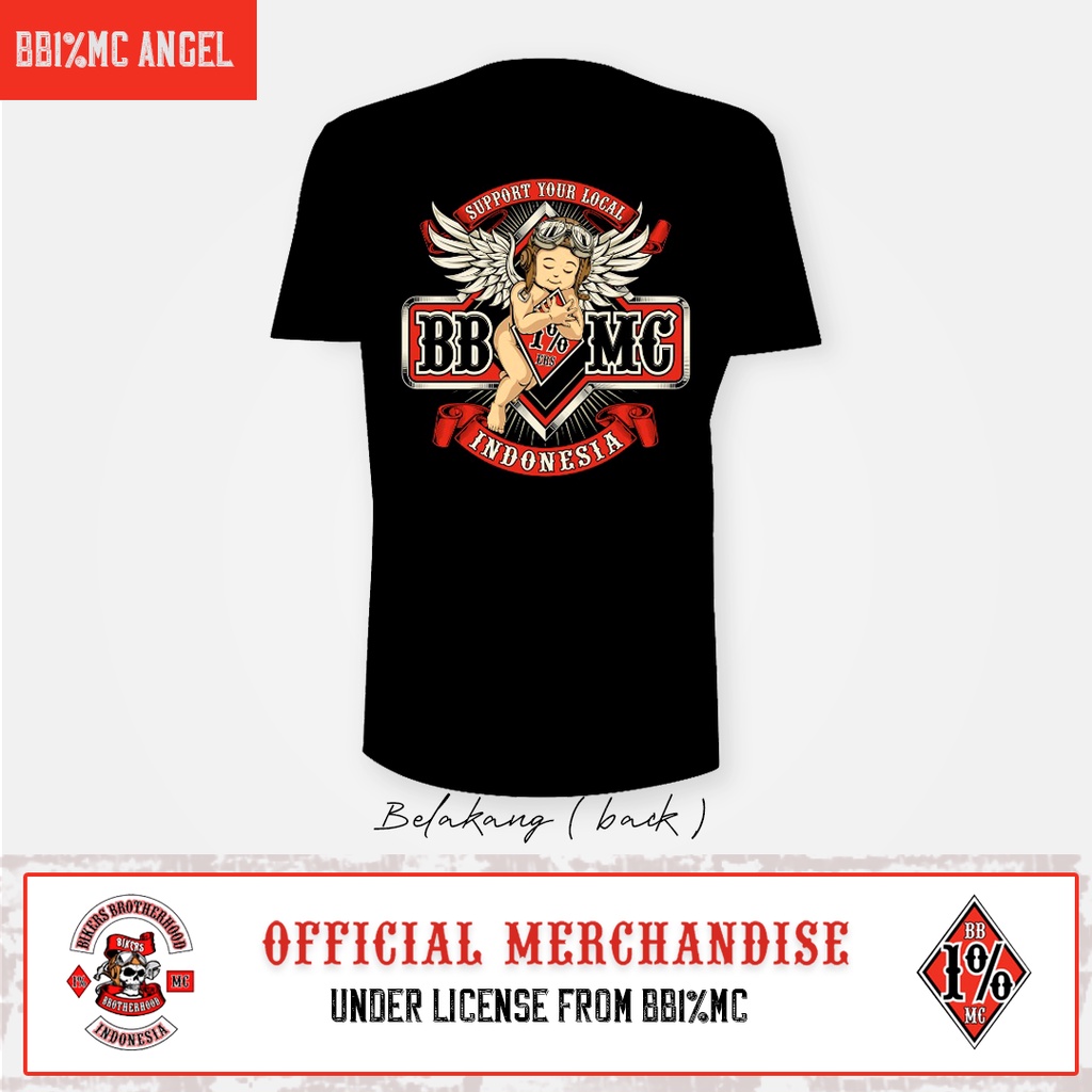 Kaos Bikers Brotherhood 1% MC Angel Lengan Pendek Cotton Official Merchandise