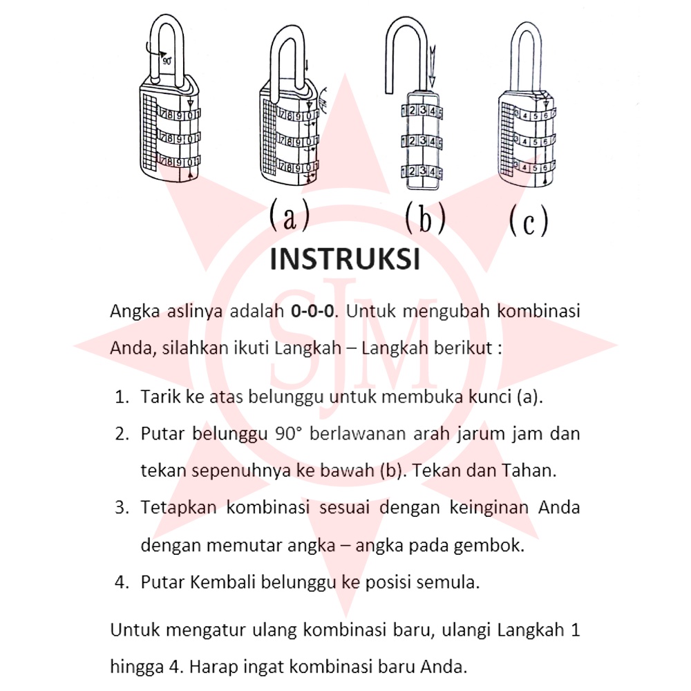Gembok Kunci Tas / Koper Kombinasi Kode / Nomor / Angka