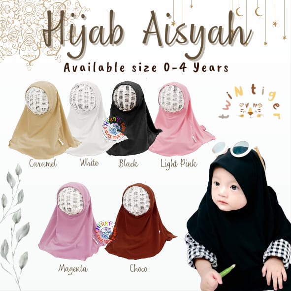 Twin Tiger Hijab Aisyah S M L Hijab Instant Lebaran / Raya Anak / Pakaian Muslim Perempuan CBKS