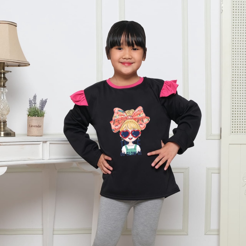 Hzl_outfit Baju Oblong Model Anak Out Glow Gi/baju anak perempuan oblong model lengan panjang