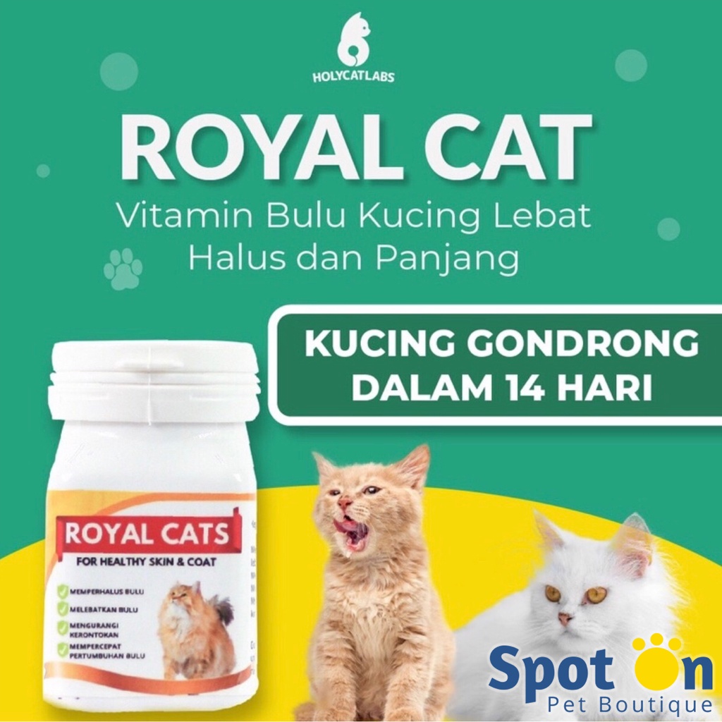 Royal Cats 60 Kapsul, 40 Kapsul, 10 Kapsul | Vitamin Bulu Kucing Healthy Skin and Coat | Mengurangi Kerontokan Menyehatkan Bulu  Lebat Halus Mengkilap Anti Rontok