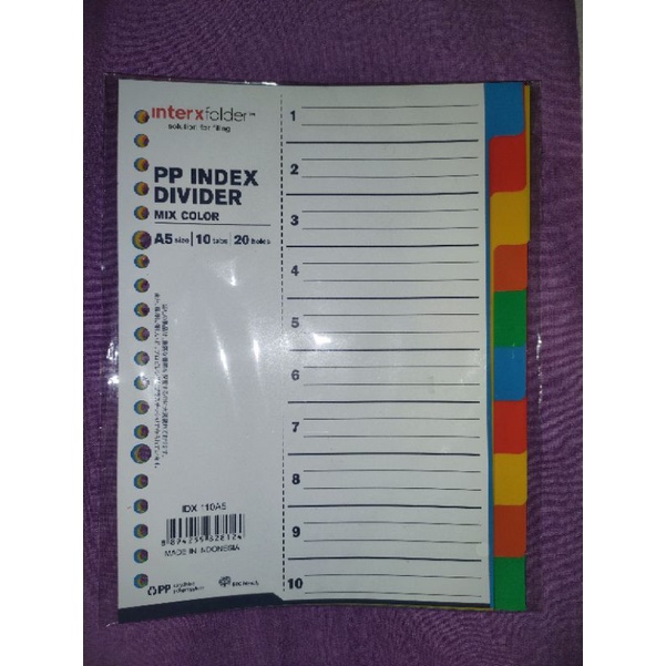 

PP INDEX DIVIDER / PEMBATAS BINDER A5