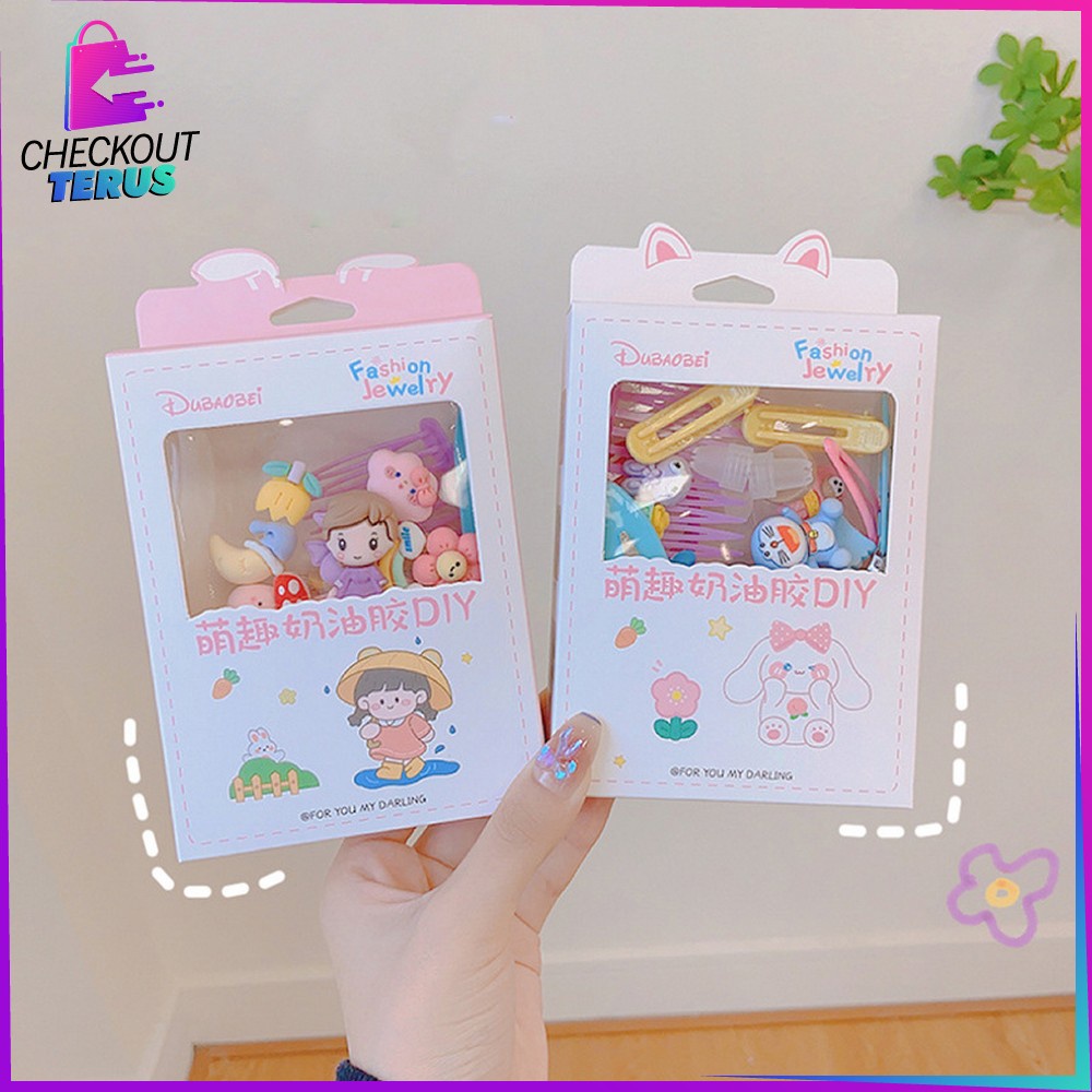 CT C776 Jepit Rambut DIY Set With Clay Decorating Menghias Karet Aksesoris Rambut Anak Hair Pin Korean Style Import