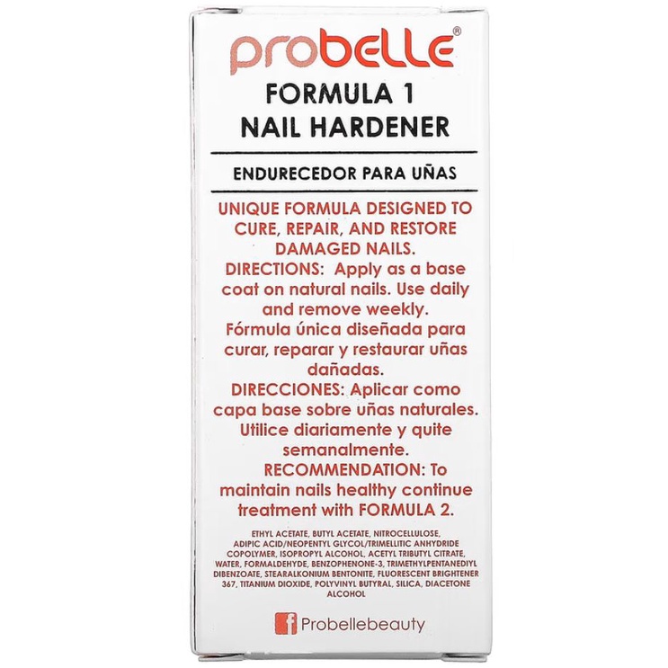 Probelle Nail Hardener Formula 1 Nail Coat 15ml Atasi Kuku Kering Rusak Dan Patah ORI USA