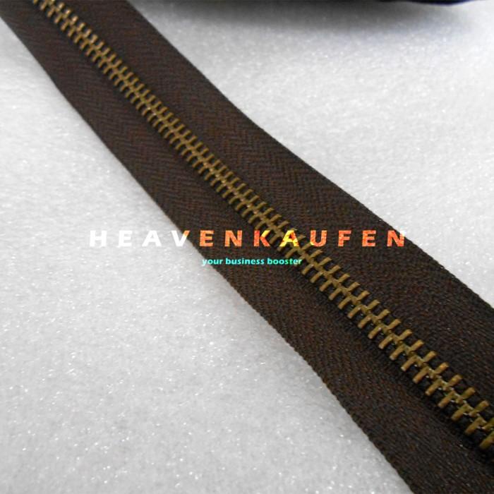 Resleting Zipper Ykk Gigi Besi Cokelat Coklat Atg Bakar Meteran 005