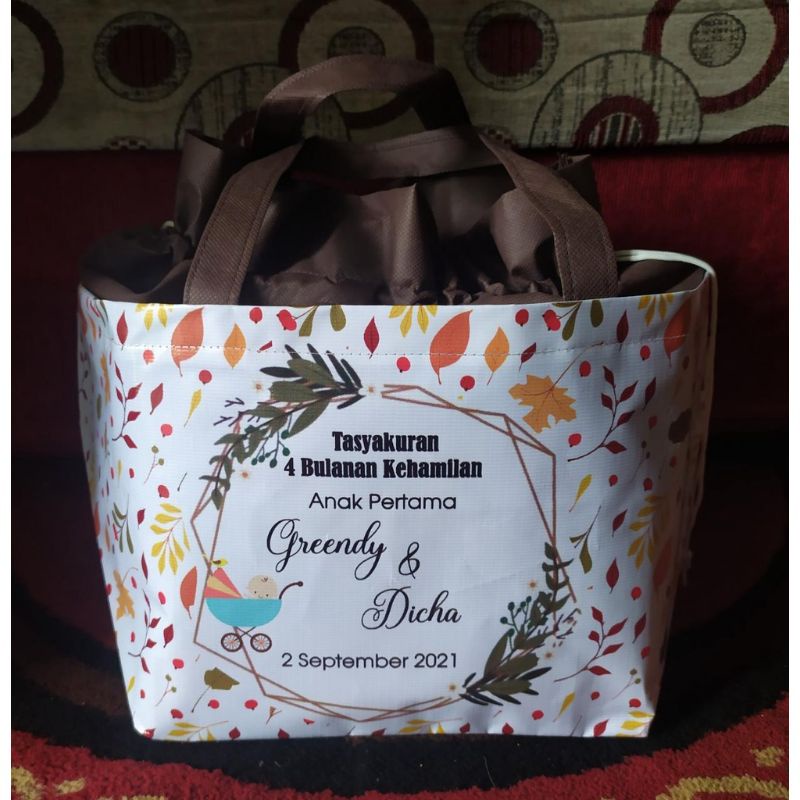 

tas berkat serut custom 4 bulanan/7 bulanan/tas hajatan dus nasi 20x20 cm