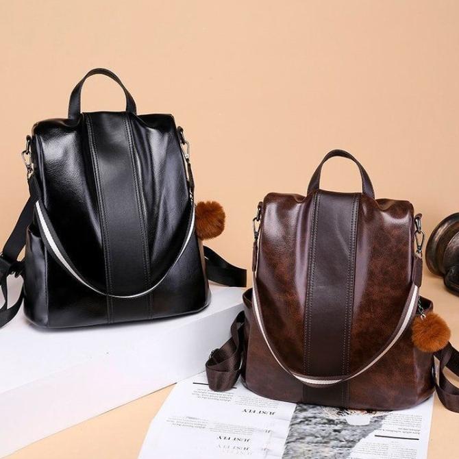 Ransel Kulit Tas Punggung Wanita Leather Premium Import