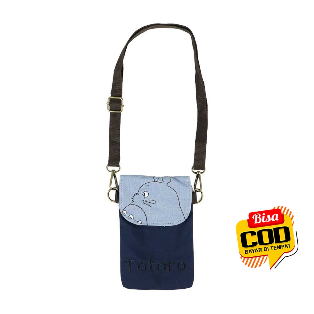 [Bisa COD] Tas Selempang Wanita Terbaru Kain Denim Kecil Tas Ponsel Lucu Modis Tas Model Totoro Impo