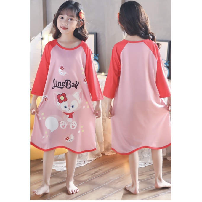 babyfit [3-8thn] daster raglan tangan 7/8 baju tidur anak perempuan piyama import xs-0128