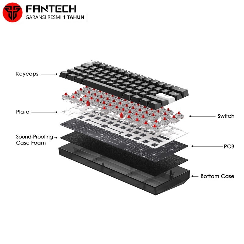 Fantech MAXFIT61 FROST Wireless Hotswap Keyboard Gaming Mechanical RGB