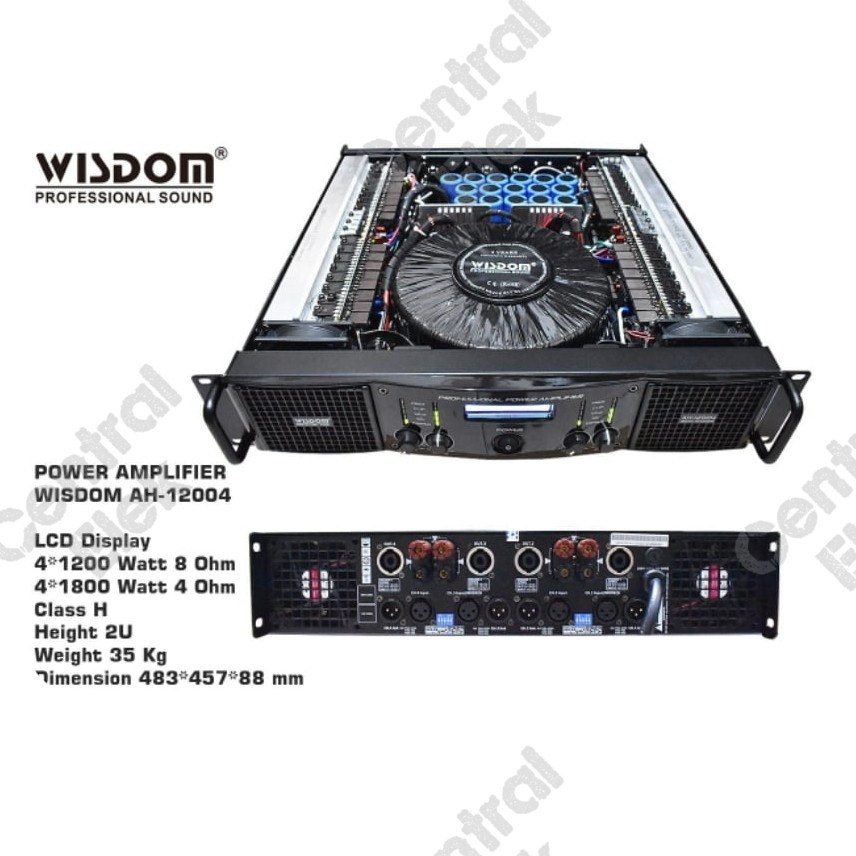 power amplifier wisdom ah12004 ah-12004 ah 12004 4 x 1200 watt