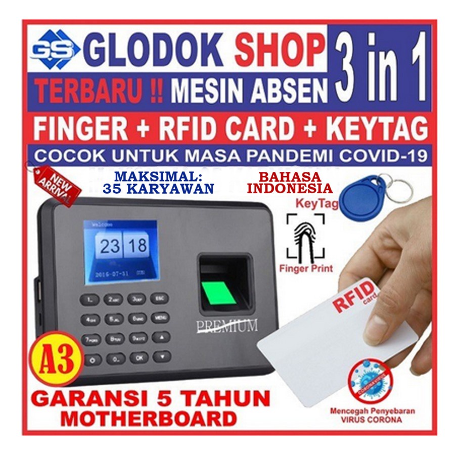MESIN ABSEN / MESIN ABSENSI / SIDIK JARI / FINGER PRINT A3