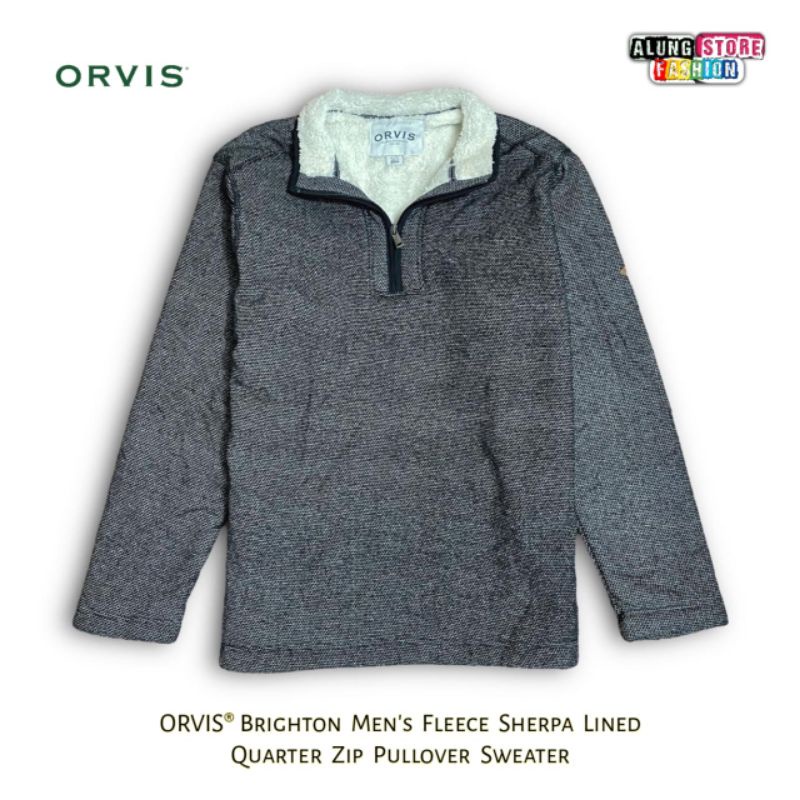 Jaket Orvis Sherpa Original New Sweater Branded Bulu Hangat Grey Ori